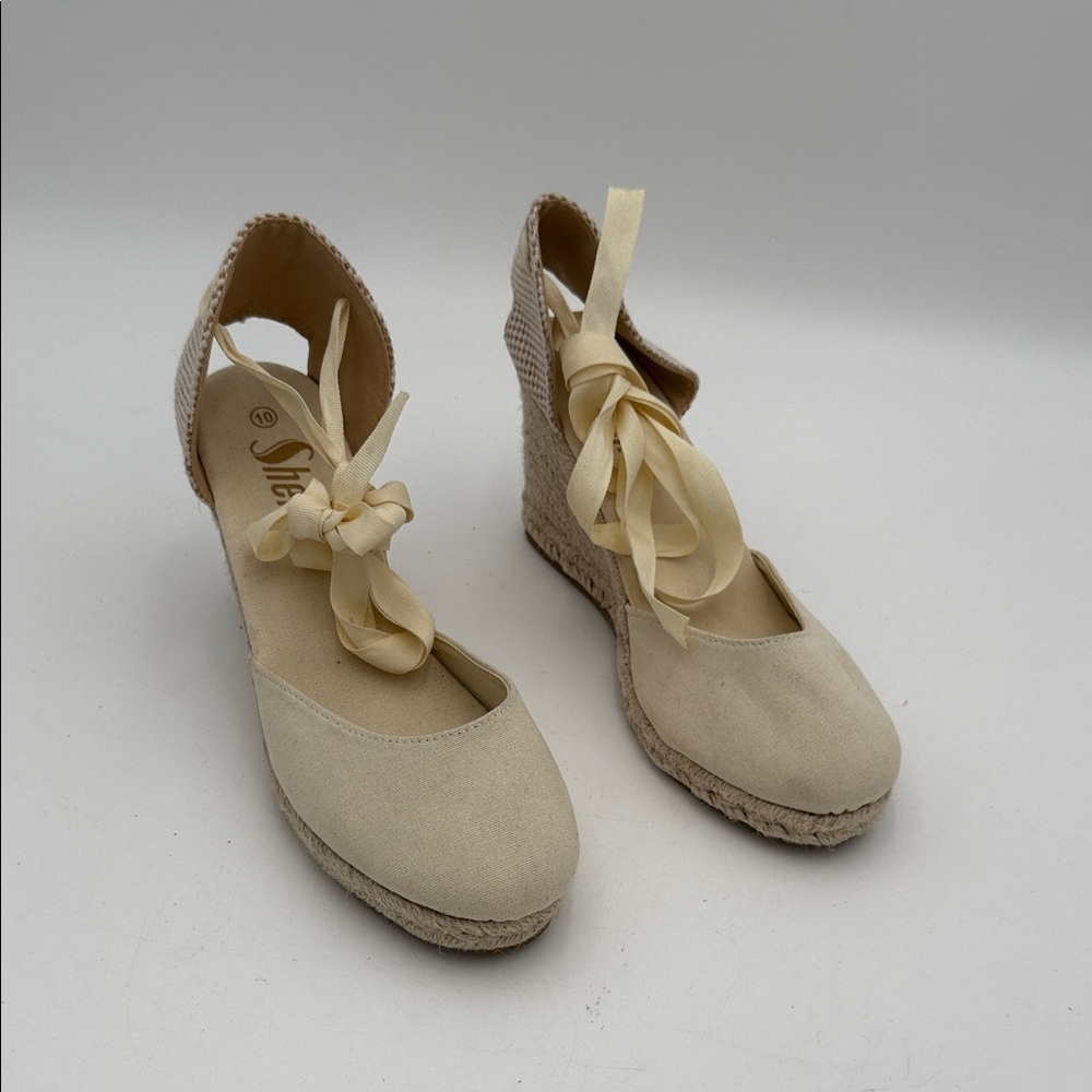 SHEIN Cream Espadrille Wedges sandals women 10 casual variations beach canvas